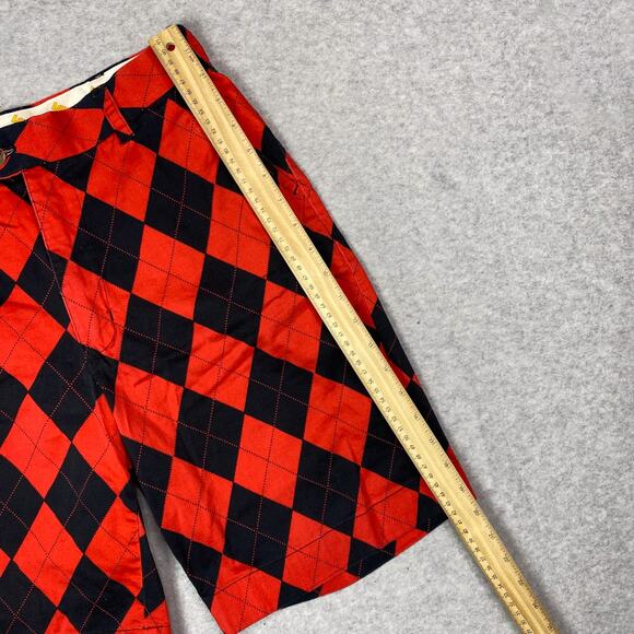 Loudmouth Golf Mens 30 Red Black Argyle Pattern Shorts - Picture 9 of 12